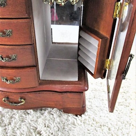 Vintage Storage & Organization Vintage Wood And Glass Jewelry Box